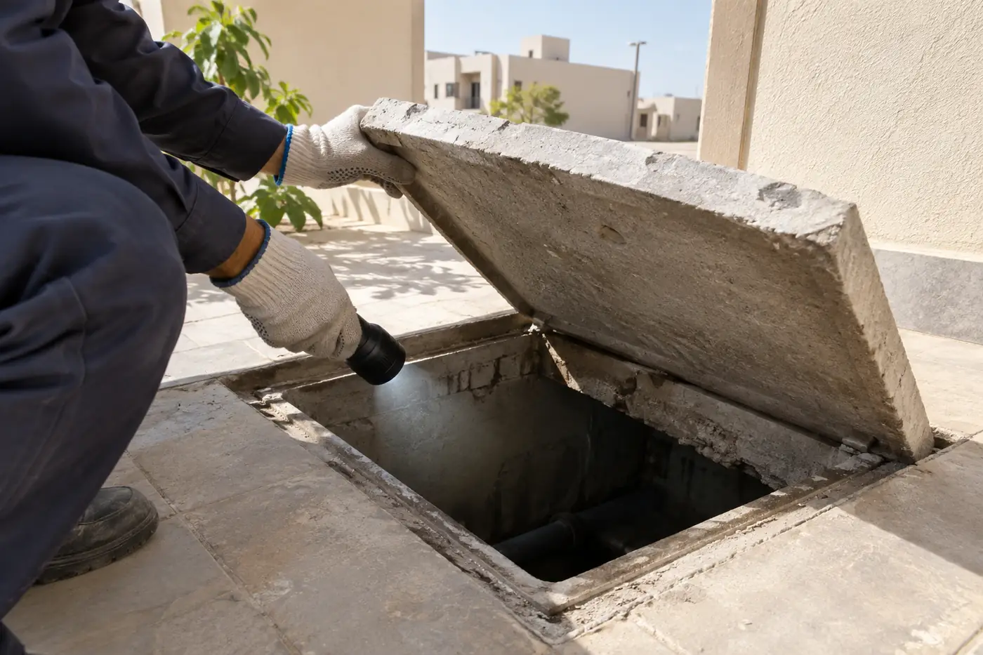 فحص غرفة التفتيش في حوش الفيلا
